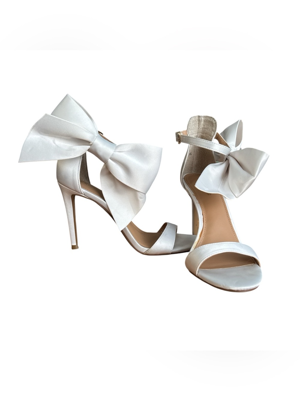 Express White Bow Ankle-Strap Stiletto Heels Bridal Graduation Engagement
